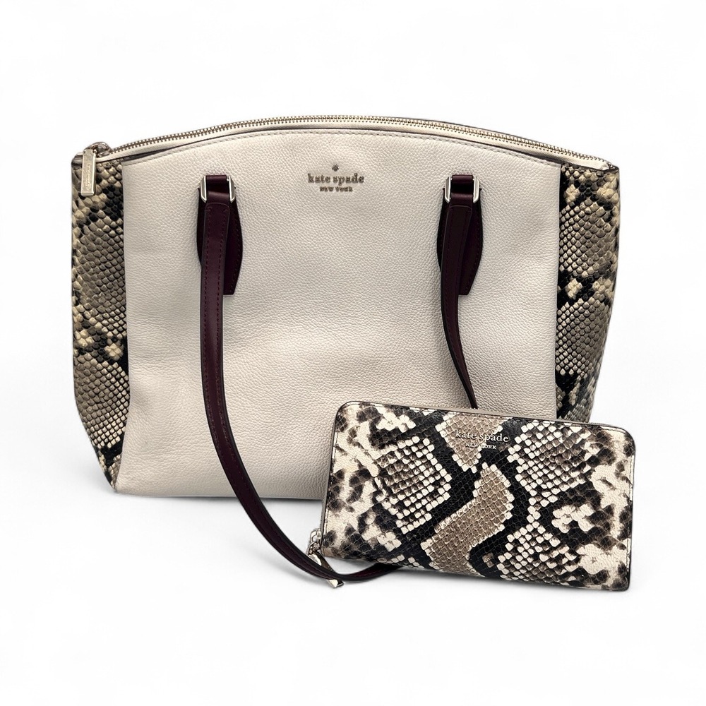 Kate Spade New York‎ Monet 3-compartment Purse White Snakeskin w/Python Wallet